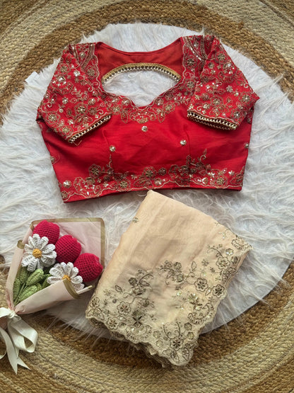 Beautifull Two Tone Silk With Embroidery Work Saree
