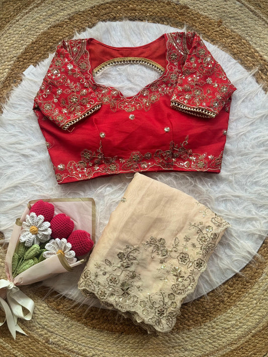 Beautifull Two Tone Silk With Embroidery Work Saree