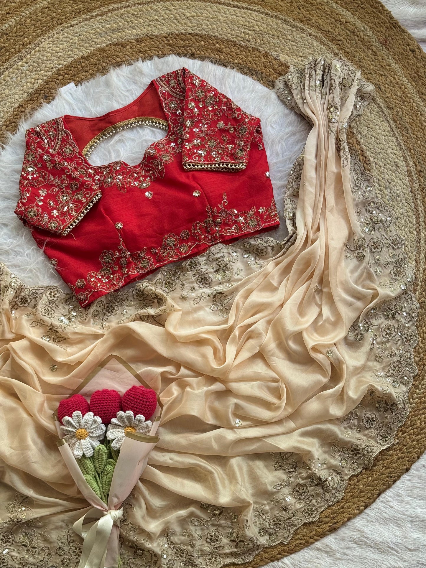 Beautifull Two Tone Silk With Embroidery Work Saree