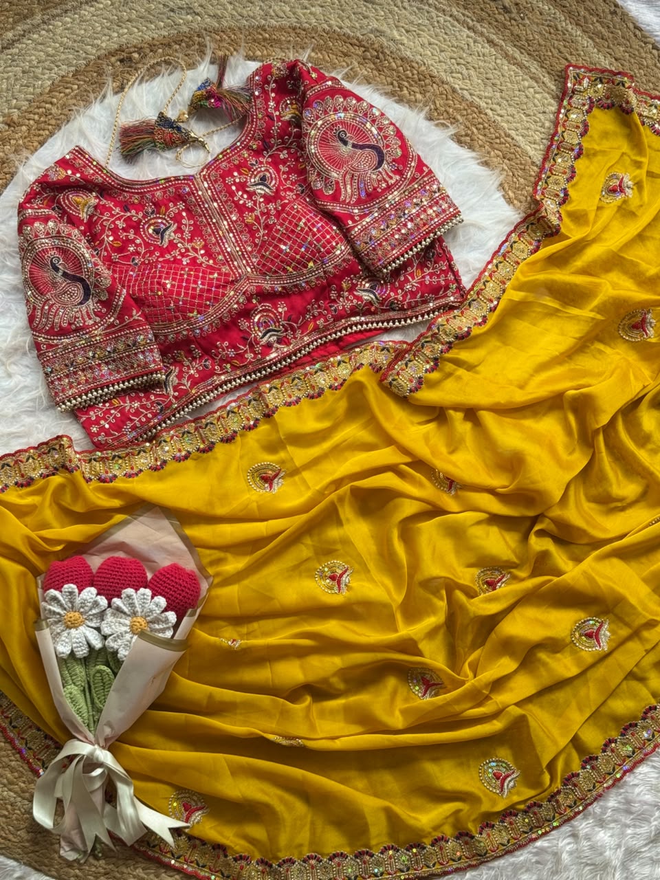 Treditional Look With Two Tone Silk WIth Embroidery Work Saree