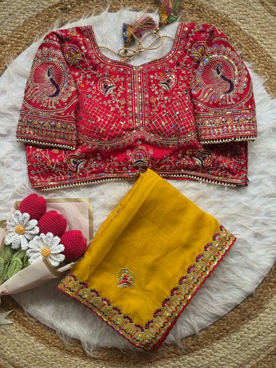 Treditional Look With Two Tone Silk WIth Embroidery Work Saree