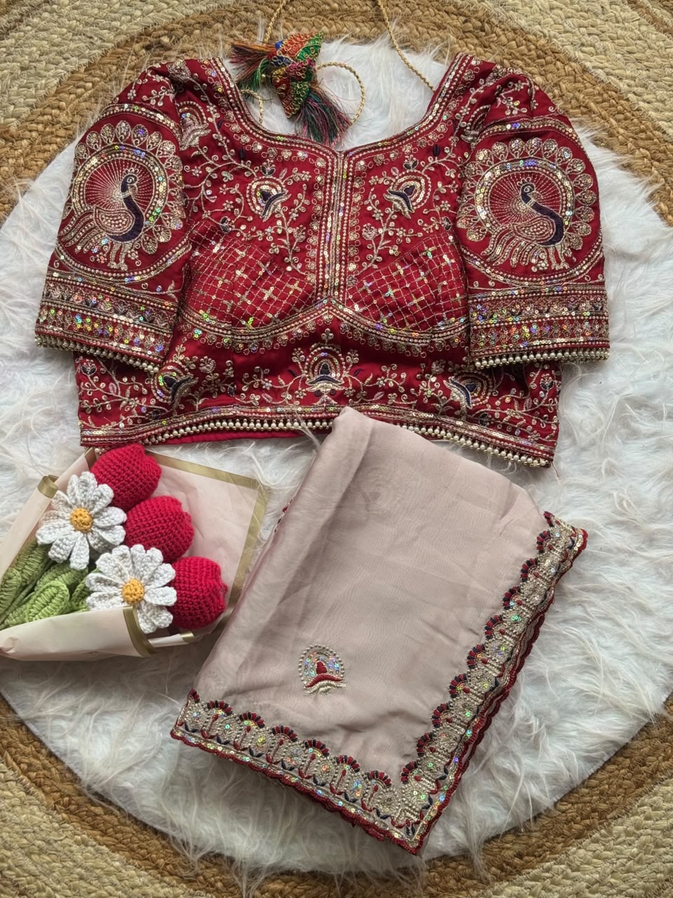 Treditional Look With Two Tone Silk WIth Embroidery Work Saree