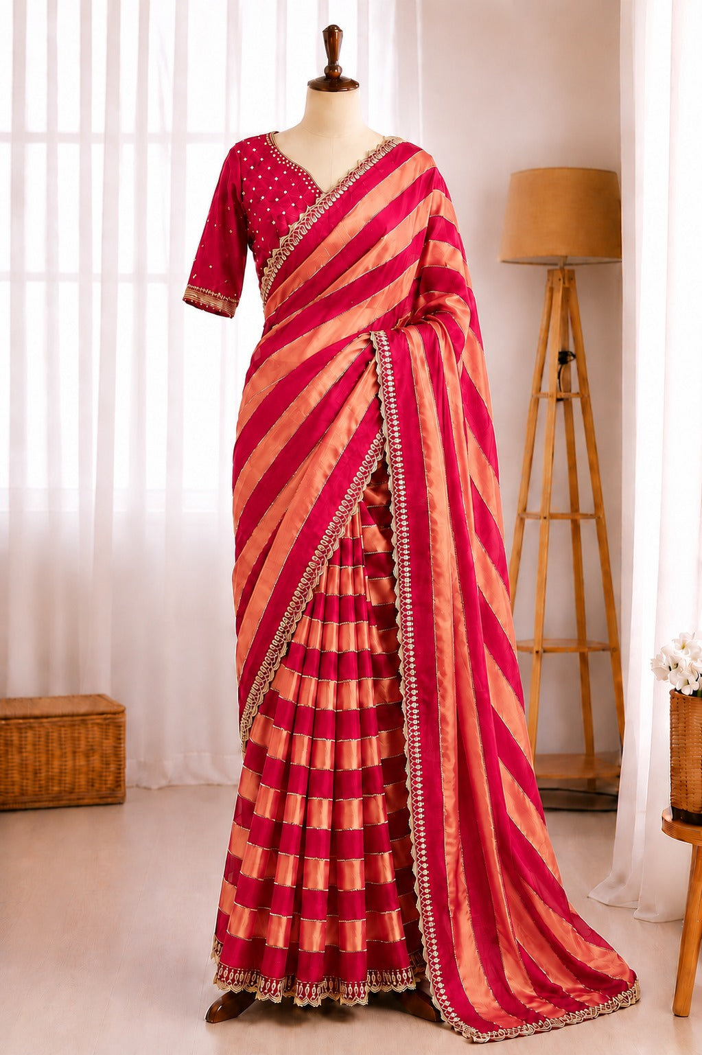 Space Soft Zari Silk Jarkan Swarovski Work Saree