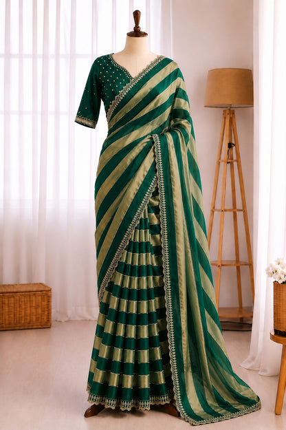 Space Soft Zari Silk Jarkan Swarovski Work Saree