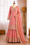 Fendy Silk Embroidery Sequence Work Top Sharara
