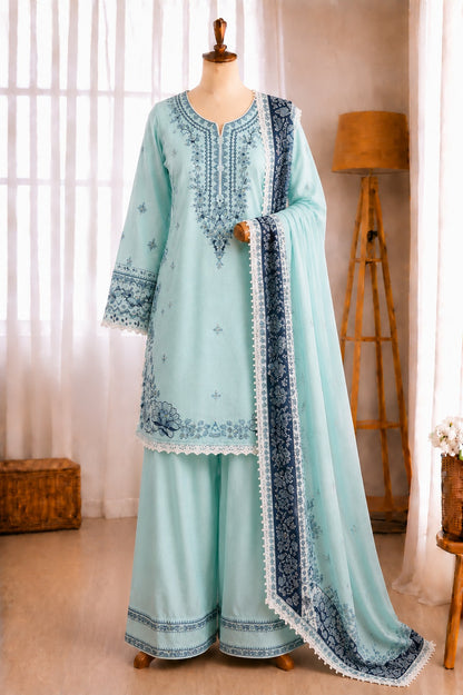 Satin Rayon Embroidery Work Top Farshi Plazzo