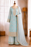 Heavy Faux Georgette Embroidery Sequence Work Top Plazzo