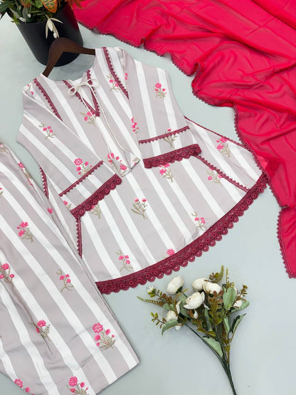 Heavy Natural Crepe Digital Print Top Farshi Plazzo