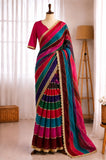 Fendy Space Silk Unique Cut Joint Pattern Gota Lace Work Saree