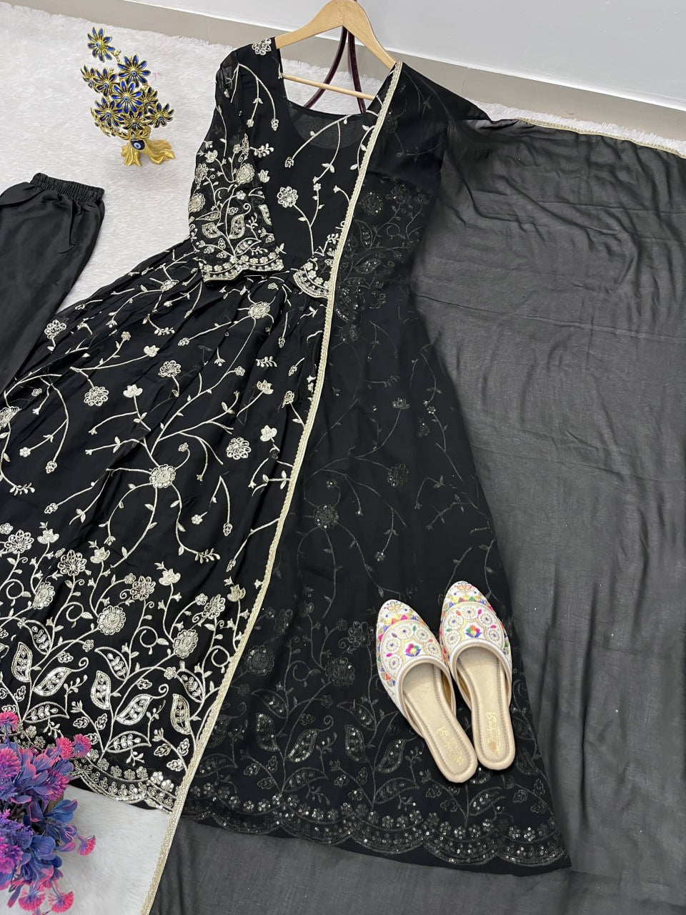 Faux Georgette Heavy Embroidery Sequence Work Gown