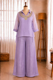 Premium Crunchy Silk Handwork Top Shirt Plazzo