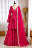 Jacquard Chandheri Real Mirror Work Top Bottom