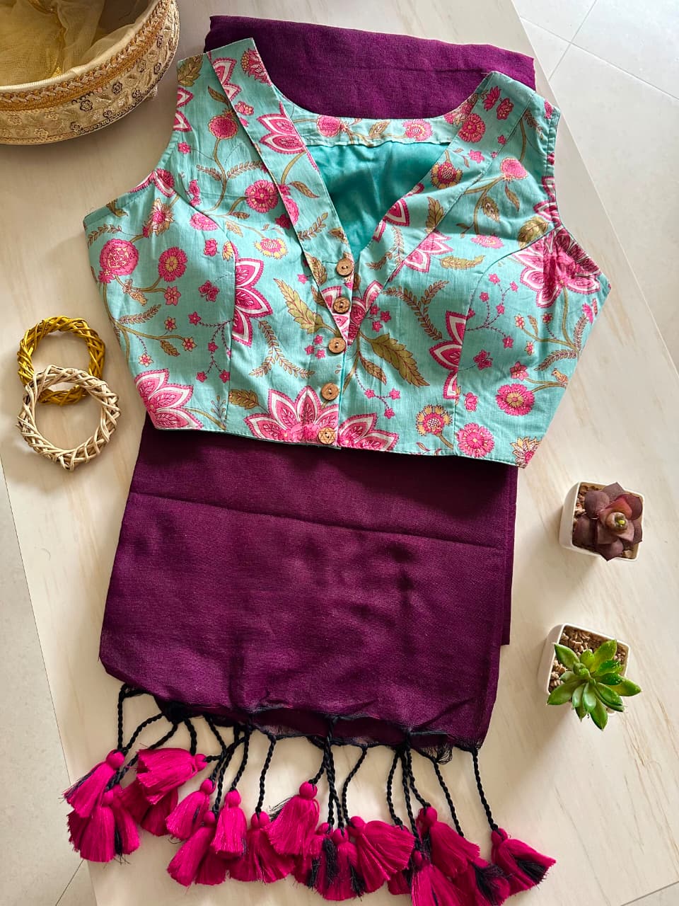 Khadi Cotton Handloom Long Tassel Pallu Saree