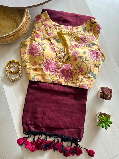 Khadi Cotton Handloom Long Tassel Pallu Saree
