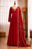 Heavy Faux Georgette Khatli Mirror Work Gown