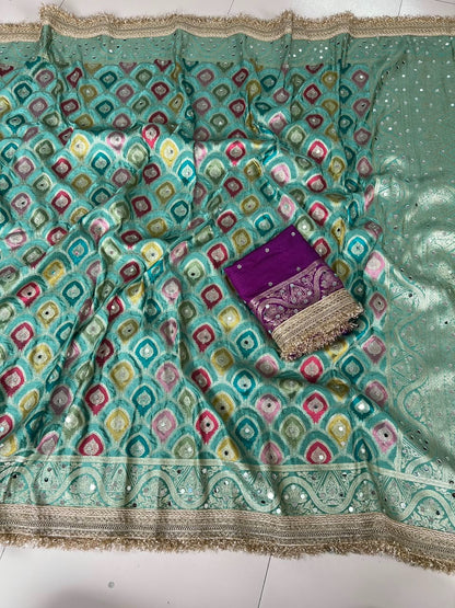 Heavy Satin Silk Banarasi Zari Rangkat Work Saree