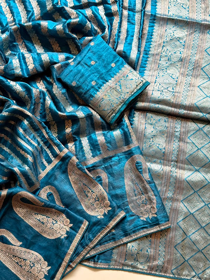 Rich Jacquard Zari Mango Weaving Work Saree