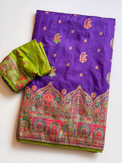 Rajwadi Pashmina Silk Zari Weaving Work Saree