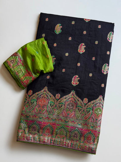 Rajwadi Pashmina Silk Zari Weaving Work Saree