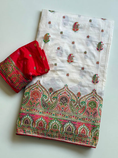 Rajwadi Pashmina Silk Zari Weaving Work Saree