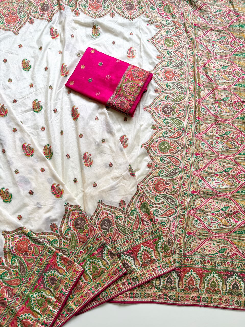 Rajwadi Pashmina Silk Zari Weaving Work Saree