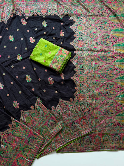 Rajwadi Pashmina Silk Zari Weaving Work Saree