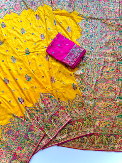 Rajwadi Pashmina Silk Zari Weaving Work Saree