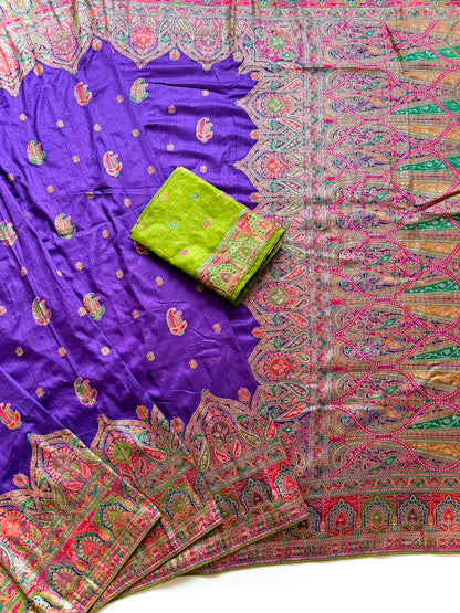 Rajwadi Pashmina Silk Zari Weaving Work Saree