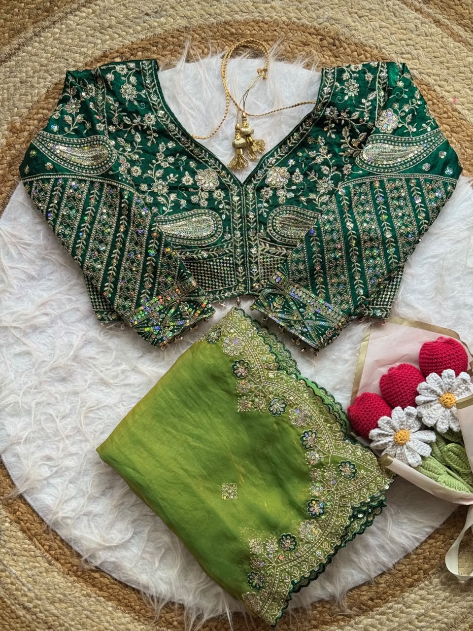 Soft Space Silk Sequins Jari Embroidery Work Saree
