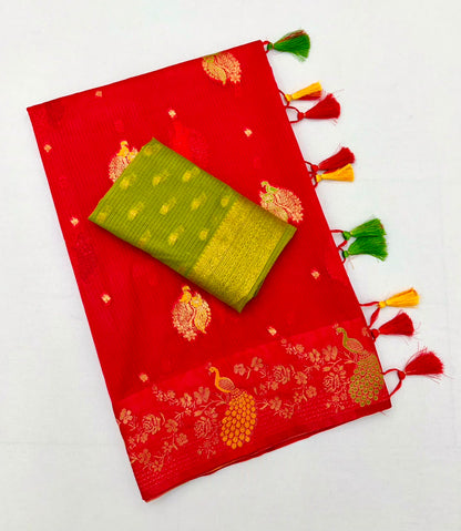 Doriya Chex Jacquard Weaving Satin Border Saree