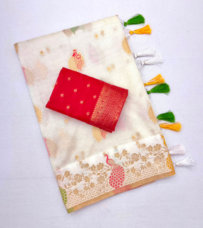 Doriya Chex Jacquard Weaving Satin Border Saree
