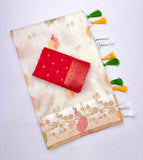 Doriya Chex Jacquard Weaving Satin Border Saree