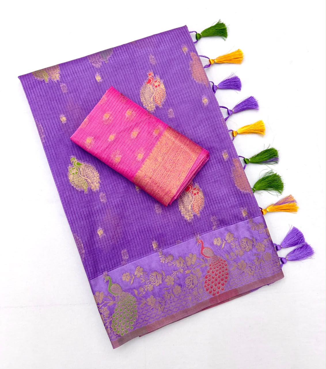 Doriya Chex Jacquard Weaving Satin Border Saree