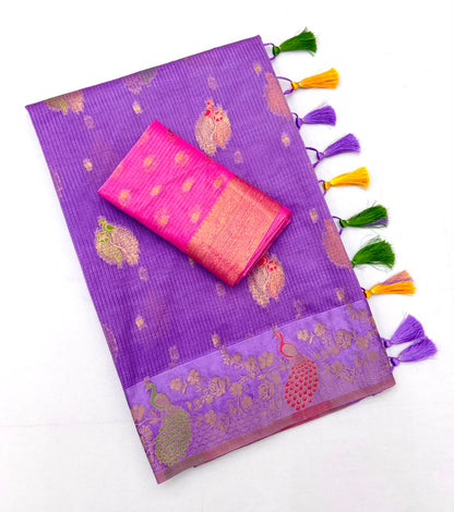 Doriya Chex Jacquard Weaving Satin Border Saree
