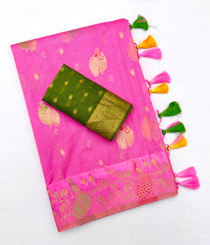 Doriya Chex Jacquard Weaving Satin Border Saree