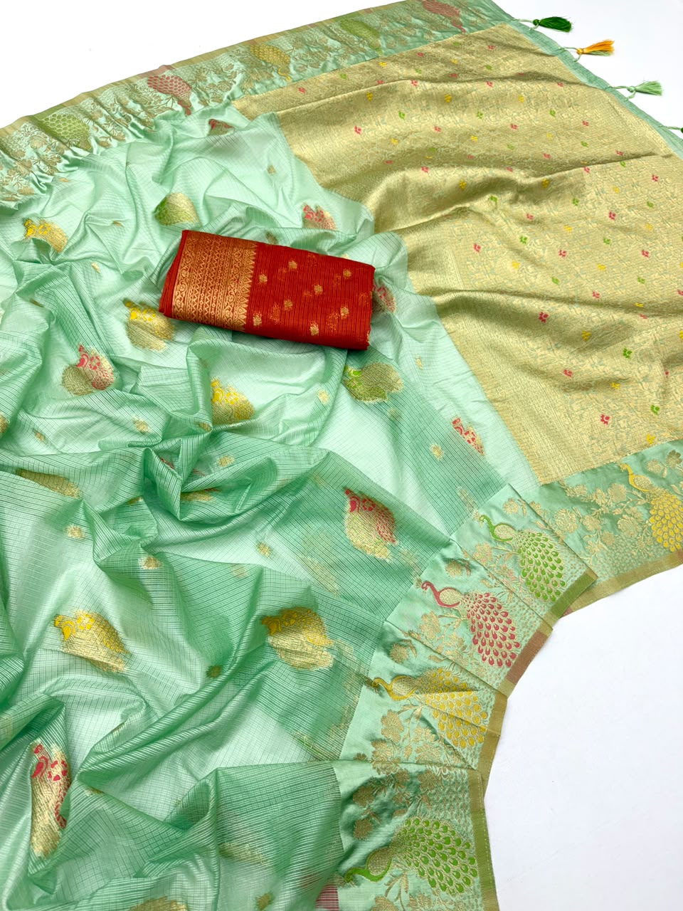 Doriya Chex Jacquard Weaving Satin Border Saree