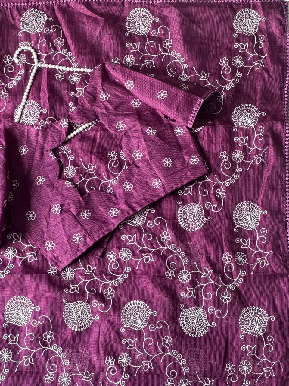 Premium Pure Kota Doriya Multi Thread Zaal Work Saree