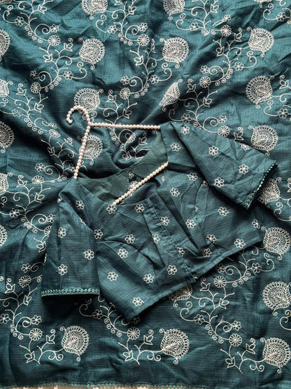 Premium Pure Kota Doriya Multi Thread Zaal Work Saree