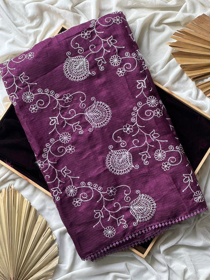 Premium Pure Kota Doriya Multi Thread Zaal Work Saree