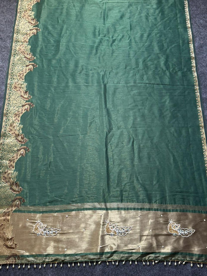 Beautifull Simmer Tissue Fabric Saree