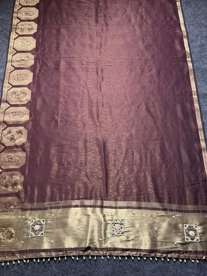 Beautifull Simmer Tissue Fabric Saree