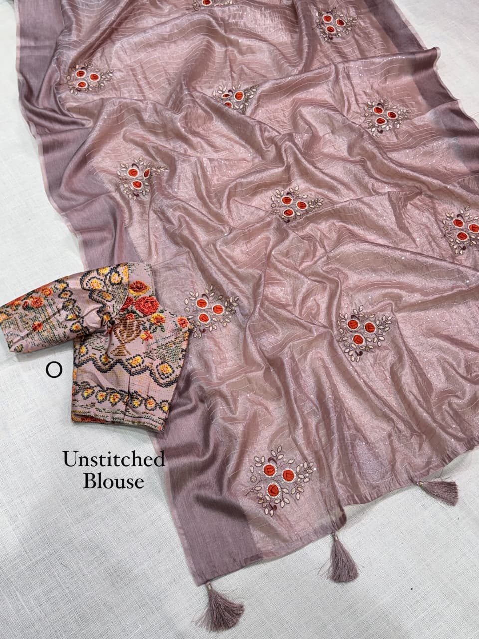 Beautifull Tissue Silk With Cut Work Saree