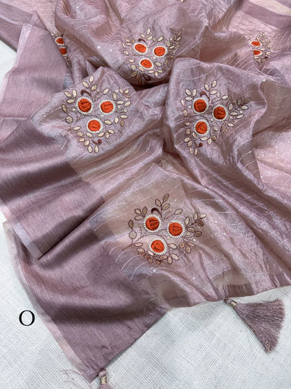 Beautifull Tissue Silk With Cut Work Saree