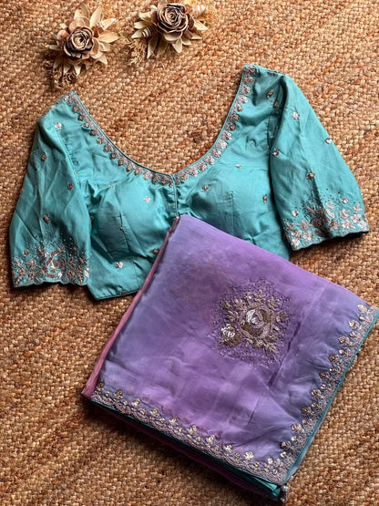 Rosy Lavender Elegance – Pure Tabi Silk Designer Saree