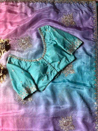 Rosy Lavender Elegance – Pure Tabi Silk Designer Saree