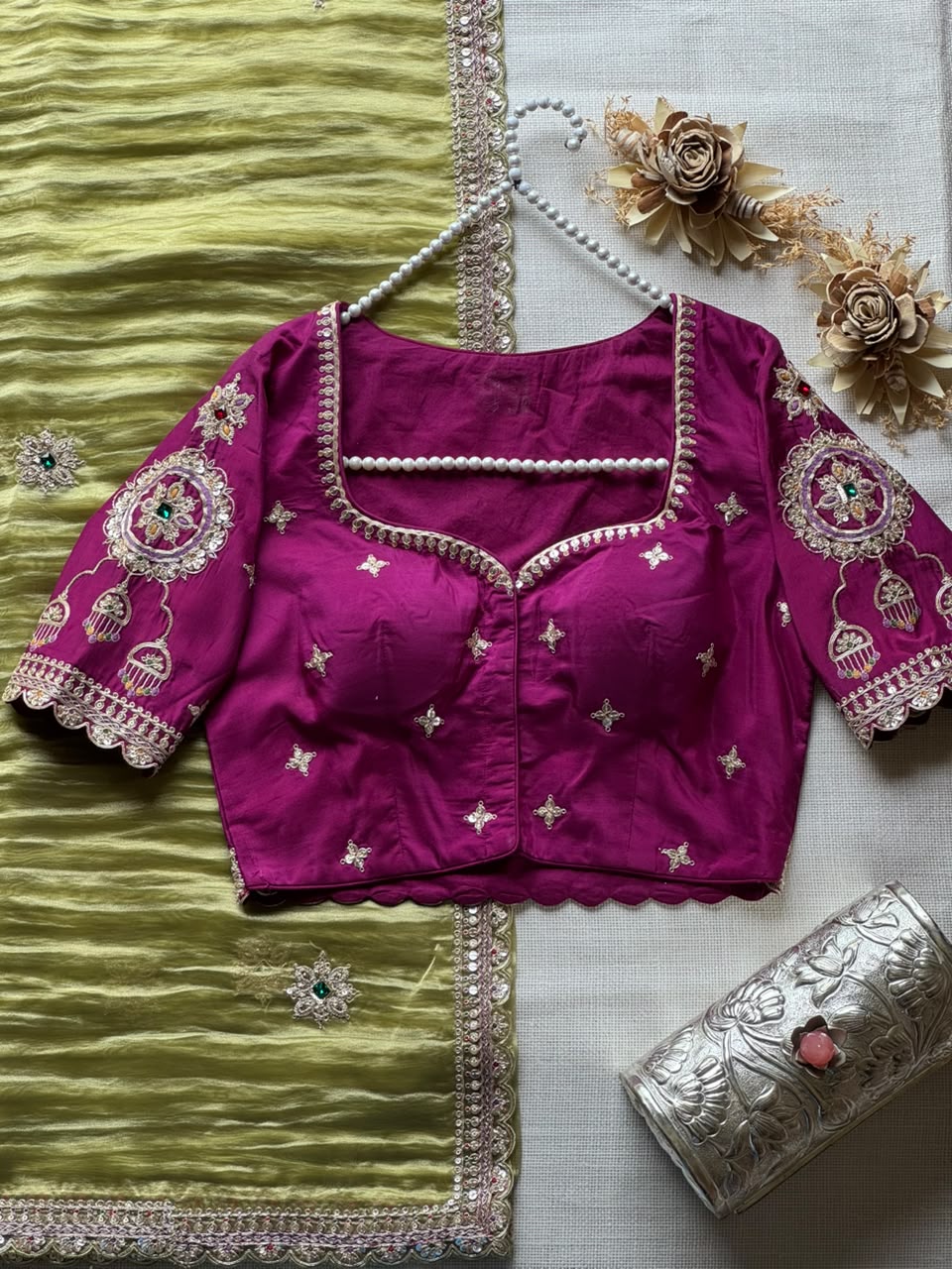 Olive Rose Royale – Pure Crunchy Tissue Silk Saree