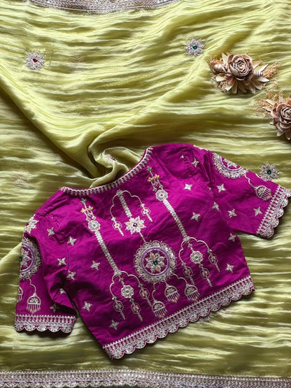 Olive Rose Royale – Pure Crunchy Tissue Silk Saree