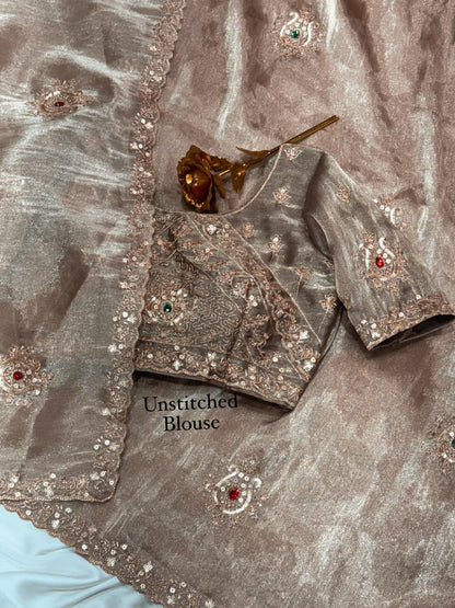 Champagne Rose Royale – Jamtara Glass Silk Saree