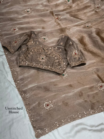 Champagne Rose Royale – Jamtara Glass Silk Saree