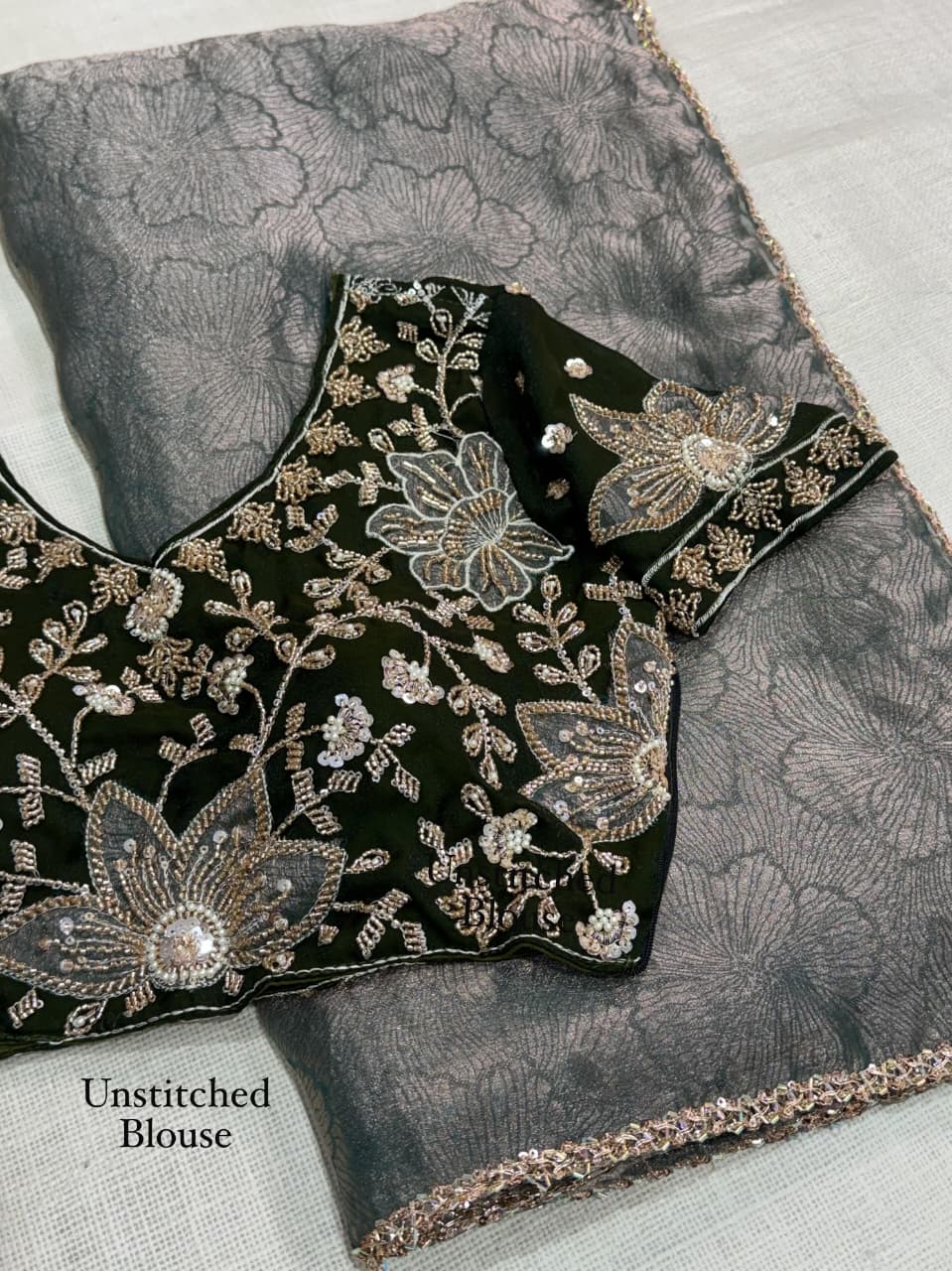 Mauve Blossom Royale – Fandy Satin Jacquard Saree